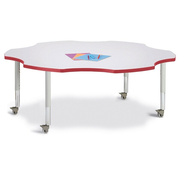 Berries Six Leaf Activity Table, 60 in., Mobile, Freckled Gray/Red/Gray